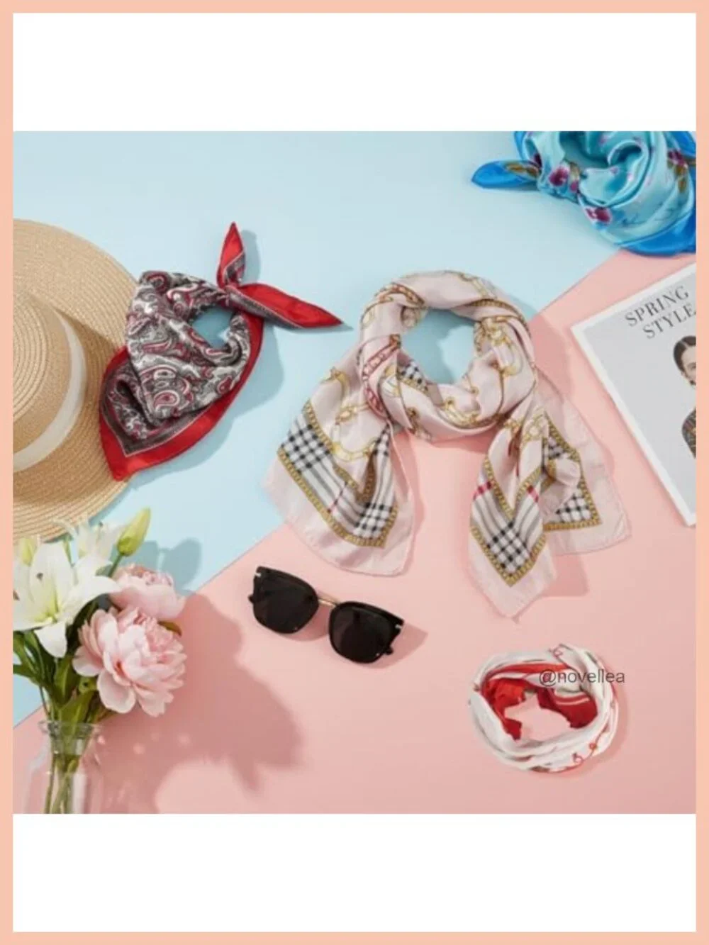 42 Pcs Women's Satin Square Head Scarf Set - Mixed Patterns for Hair, Neck, and